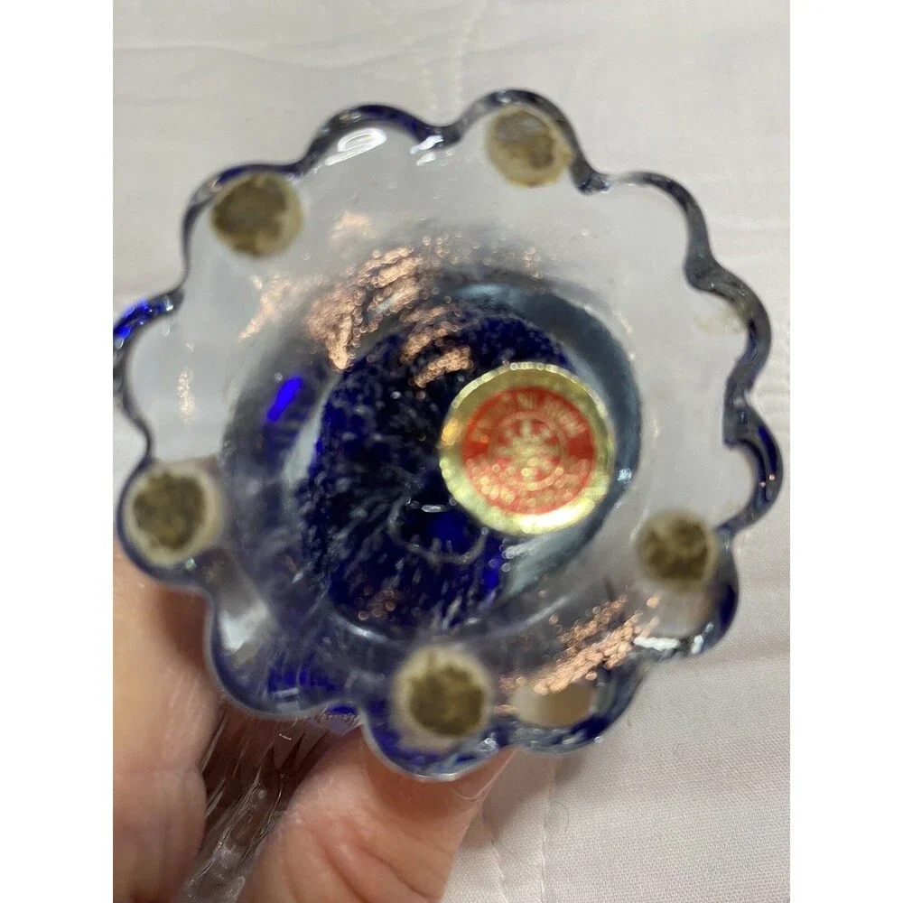 Art Glass Blown Glass Blue & Clear Sommerso Bird “Snowflakes “